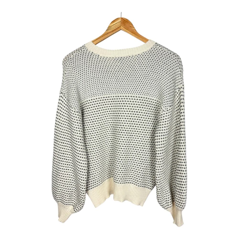 Summersalt Sweater Luxe Cashmere Wool Blend Mix Stitch Balloon Sleeve Crew Neck - Picture 4 of 10